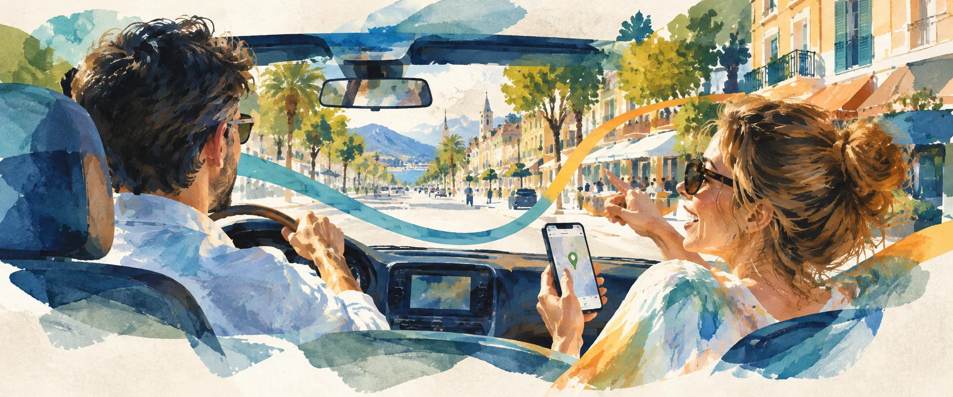 A passenger notices a place on a coastal street